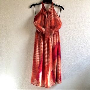 Orange multi color halter dress